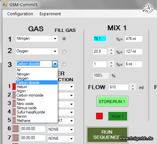 GSM-Comm - remote control application for GSM-3 Programmable Gas Mixer